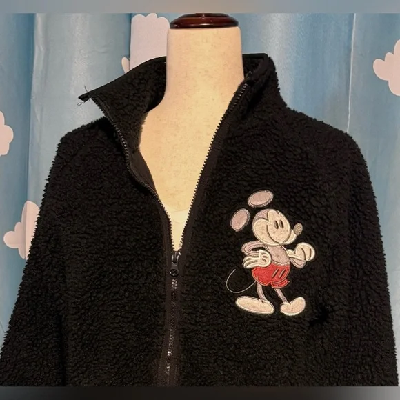 Mickey Mouse fleece cardigan zip jacket with Mickey embroidery patch. L - Picture 3 of 6